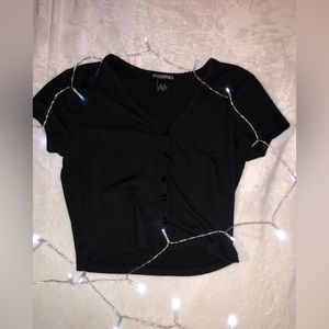 all black short sleeve button up 🎀